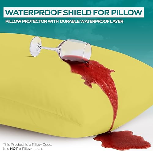 Miniatura 3 de Utopia Bedding Protector de almohada impermeable con cremallera (paquete de 2) Queen Amarillo - Funda de almohada 20 x 28 pulgadas