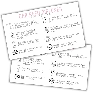 Reed Vent Car Oil Diffuser Care Instruction Card | 50 pk 2x3.5” Freshie ...