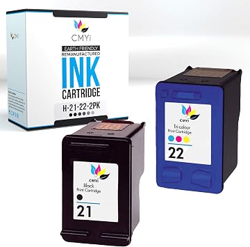 21 22 Replacement Combo Pack Ink Cartridges for HP DeskJet F4135, F4140, F4150, F4172, F4175, F418, F4188, F4190, F4194, PSC 1400, 1401, 1402, 1403, 1406, 1408, 1410 Printers 1 Black, 1 Color