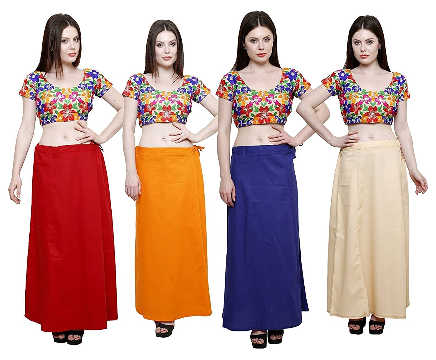 Ladies/Women Saree Inskirt/Multicolor Cotton Petticoat Combo_ (Pack of 4) Multicolour-image-30