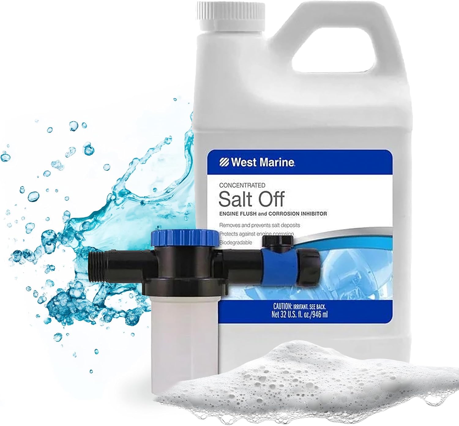 West Marine Salt-Off Engine Flush and Corrosion Inhibitor with Mixing Unit, 32 fl. oz.