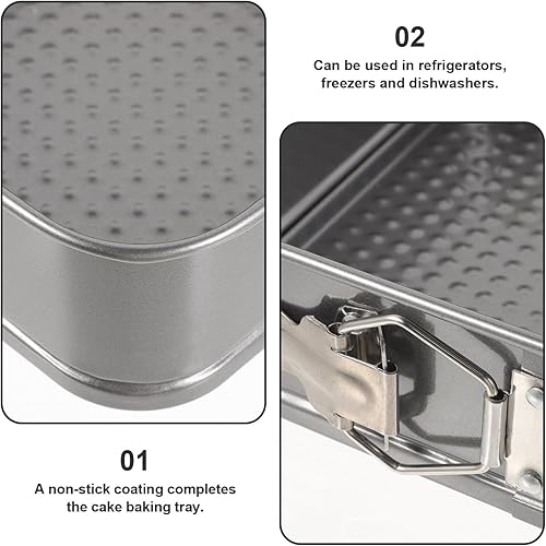 Miniatura 4 de Juego de 3 moldes antiadherentes para hornear profundos, juego de utensilios para hornear pasteles, molde cuadrado, molde para tartas, moldes para