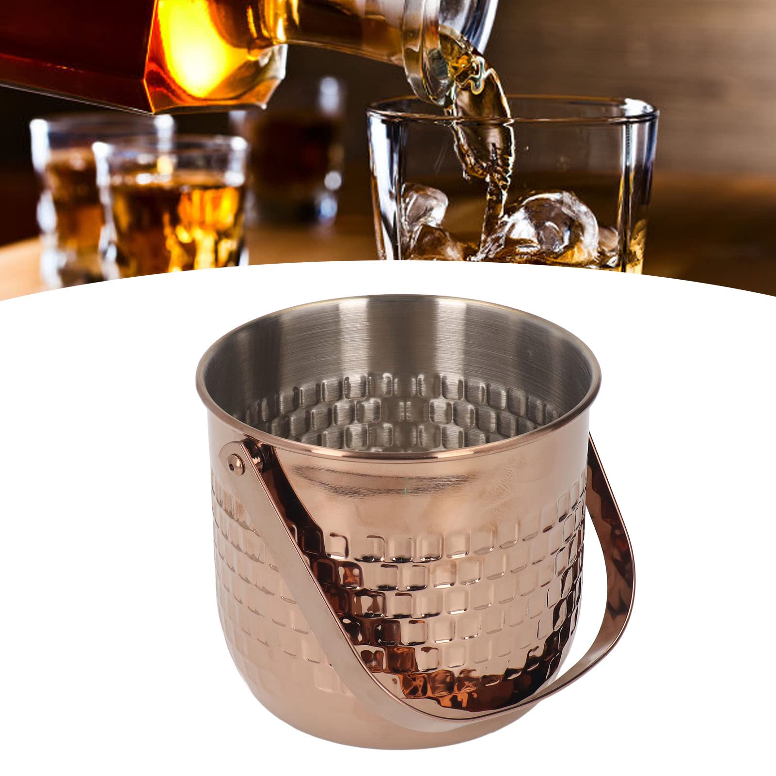 Wakects Secchiello per Vino, Secchiello per Vino Ghiacciato in Acciaio Inossidabile a Doppio Strato, per Isolato per Birra, Whisky o, Refrigeratore Facile da Pulire per Cene Al Bar KTV (Oro rosato)