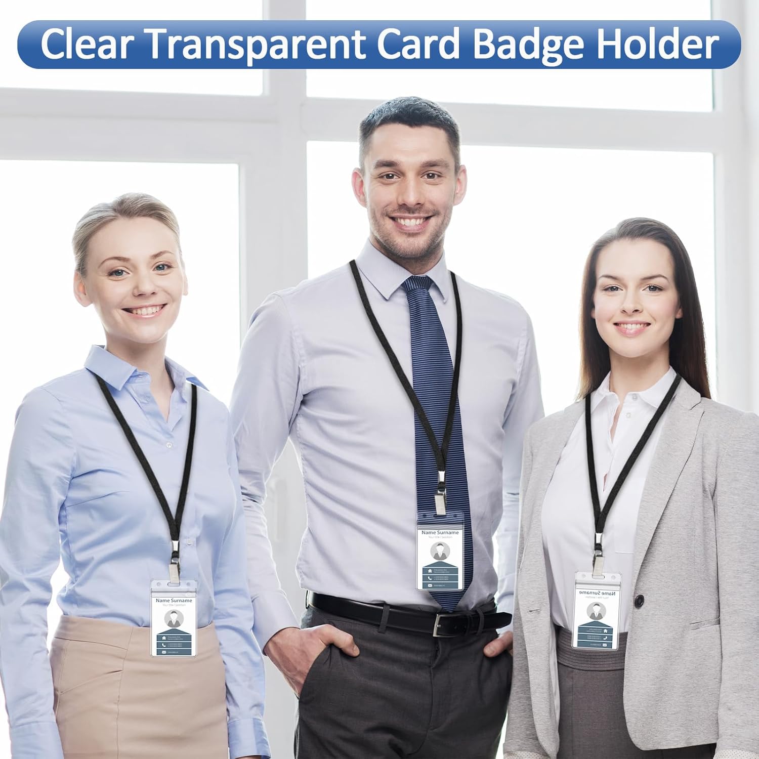 400 Pack Neck Lanyard Bulk with ID Card Holder Lanyards for ID Badges Vertical Name Badge ID Card Holders Flat Neck Lanyards with Clip for Nurses Teacher Students, Black - Image 6