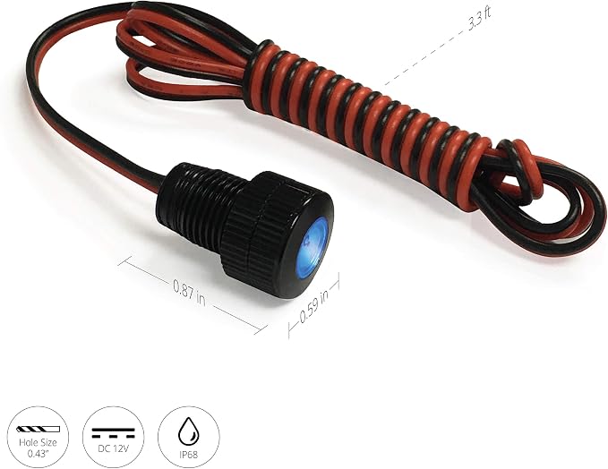 Luz LED 12V 11mm Oznium Azul miniatura 4