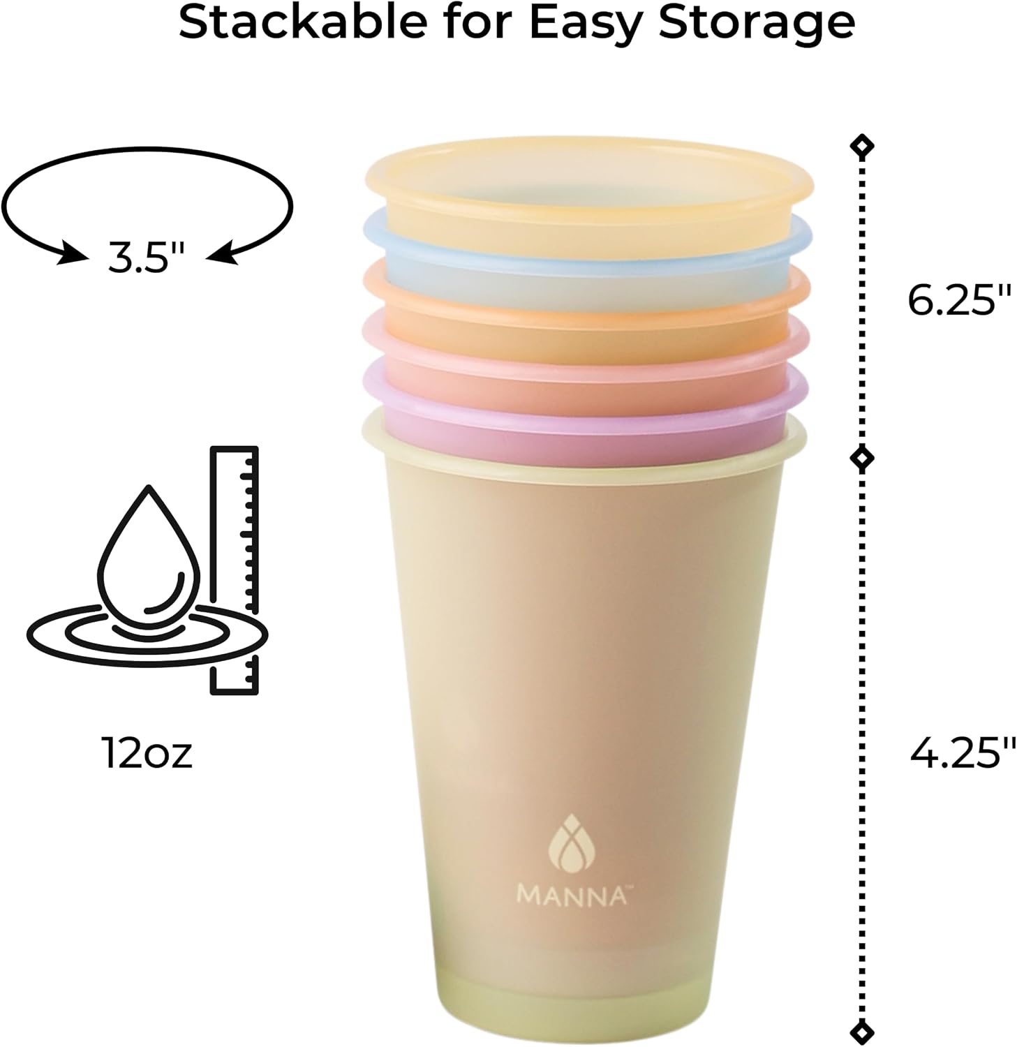 Manna Crazy Straws 12oz Color Changing Reusable Cup Set - 6-Cups - Sunset Sorbet