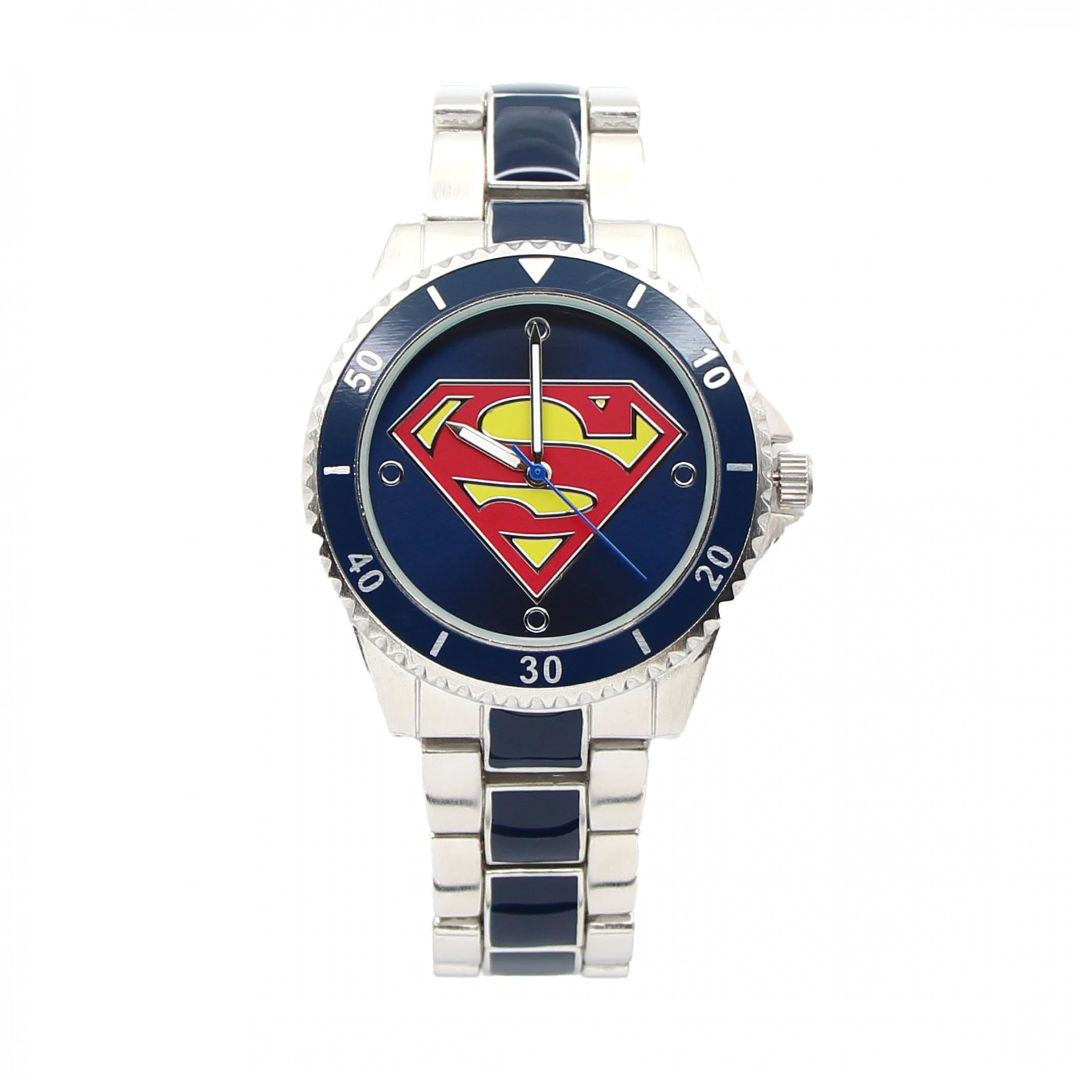 Accutime Superman Classic Logo Silver and Blue Analog Watch