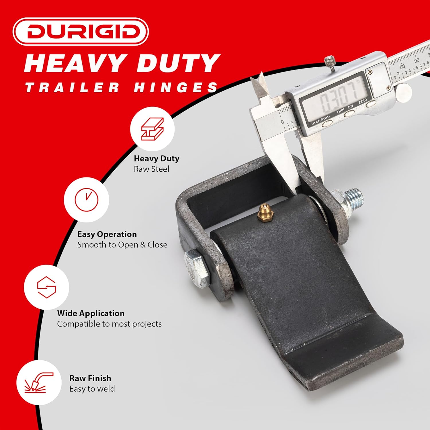 Dump Trailer Hinges with Zerk Grease Fitting, Trailer Hinges Weld on, Heavy Duty, Used for Trucks, Dump Trailers, BBQ Smokers, Raw Finish, 8 Pack