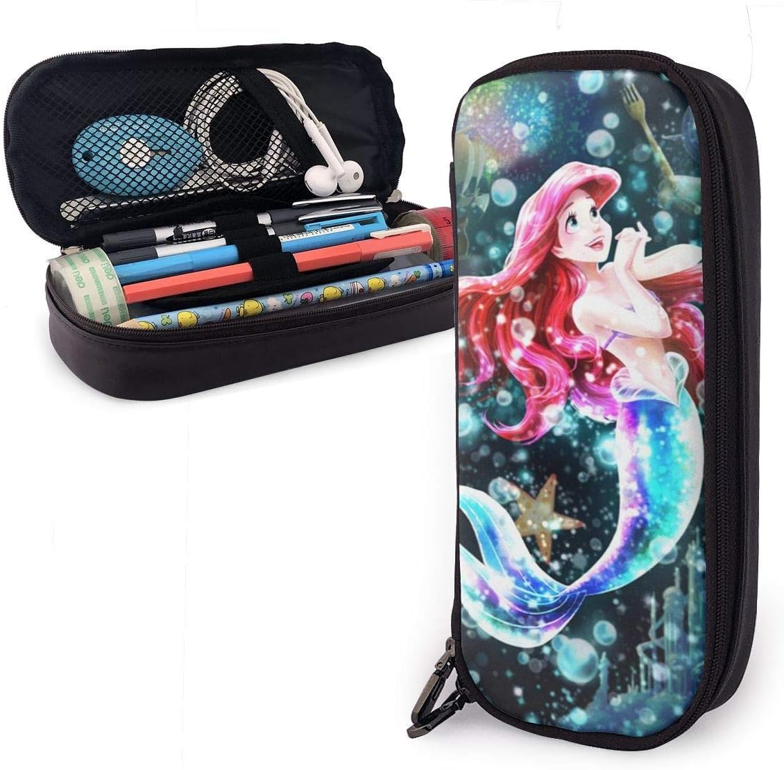 Amazon リトルマーメイド 輝く憧れの世界 アリエル ペンケース 筆箱 化粧ポーチ 取り出しやすい ファスナー付き 収納可能 多機能 持ち運びに便利 学生 大人適用 男女兼用 ペンケース 文房具 オフィス用品