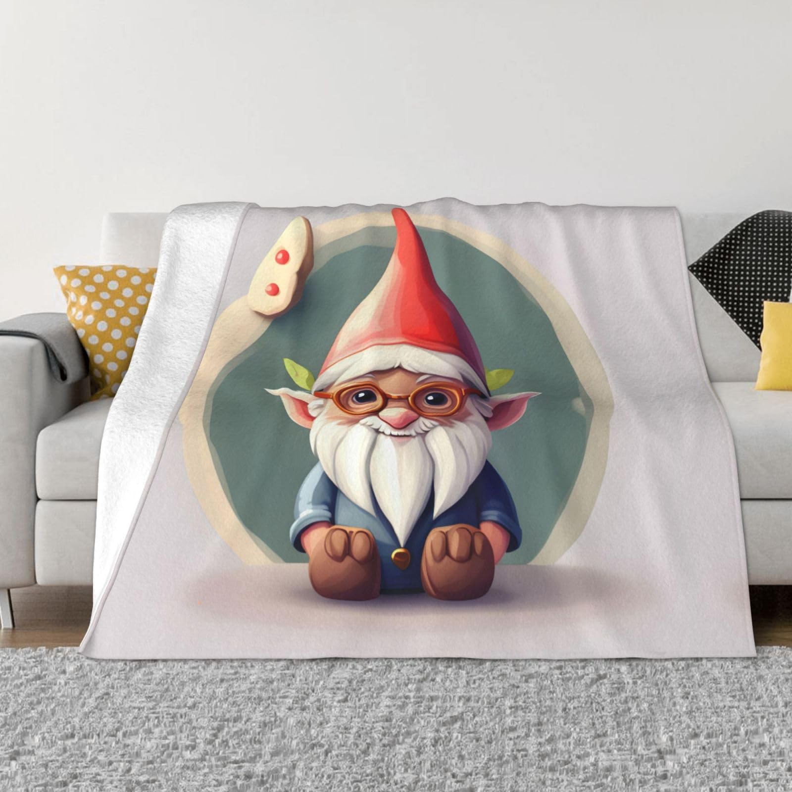 Couverture de lit mignonne Gnomeluxury en flanelle douce pour enfant