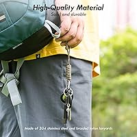 Vista 4 de Llavero de muñeca de mano, pulsera tejida a mano y mosquetón doble de resorte inoxidable 304 y llavero (juego de 8 piezas)
