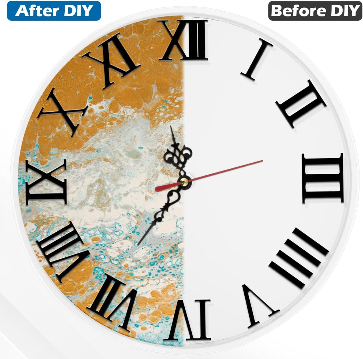 Veemoon Resin Cast Clock Mold Silicone Epoxy Casting Clock Mold Handmade DIY Roman Numerals Wall Dial Kit Round Dial Craft Making Tool Set Home Wall Hanging Ornaments