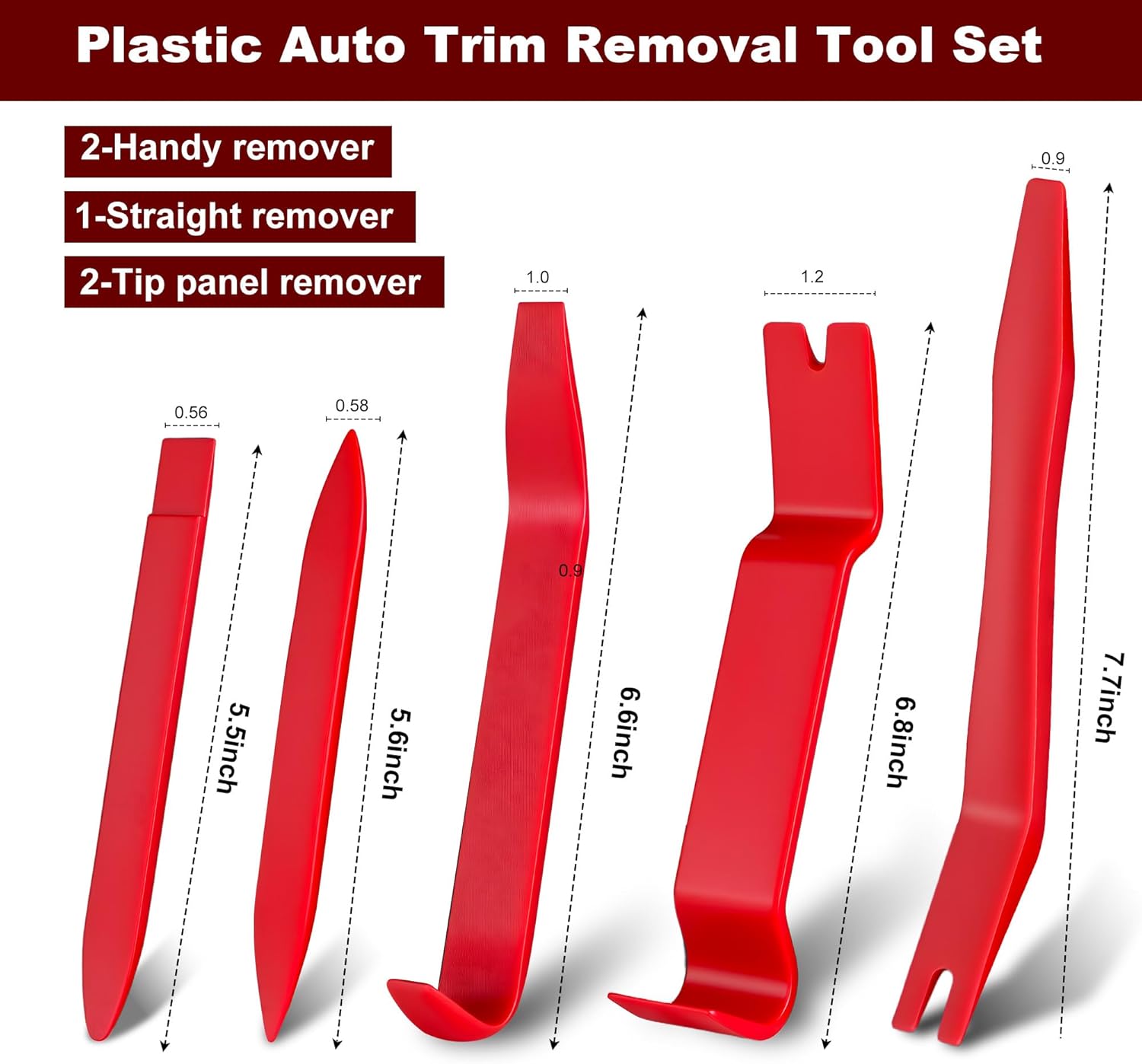 8 Pcs Auto Trim Removal Tool Kit with Non-Scratch Plastic Pry Tool and Fastener Clip Pliers,Door Panel Removal Tool for Car Interior - Fastener, Clip, Door Panel, Molding, and Dashboard