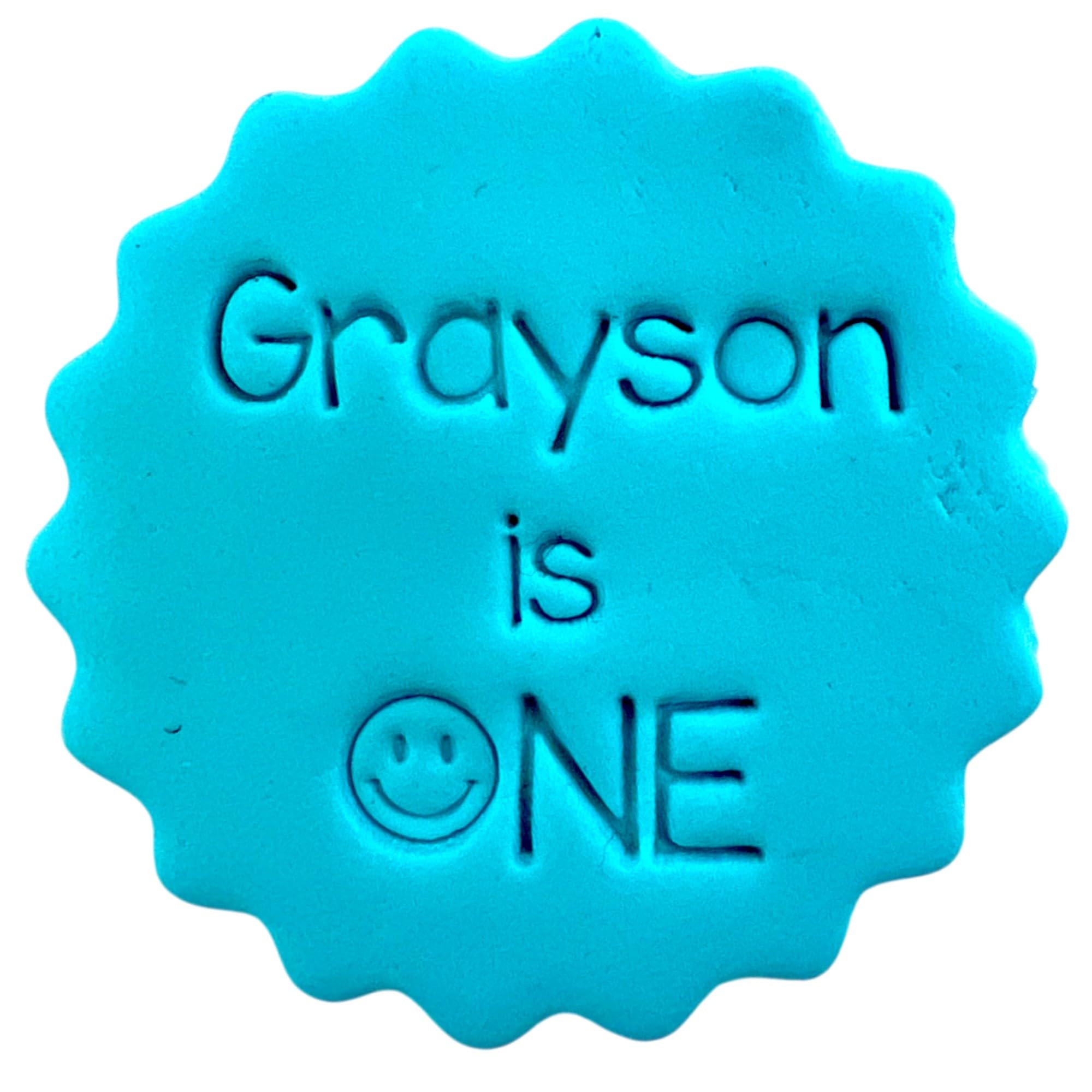 Personalised Cookie Stamp with Free Scallop Cutter, Birthday Age Collection, 5cm Acrylic Biscuit Embosser, Food-Safe Plastic Baking Tool, Fits M&S All Butter Biscuits (Design 16)
