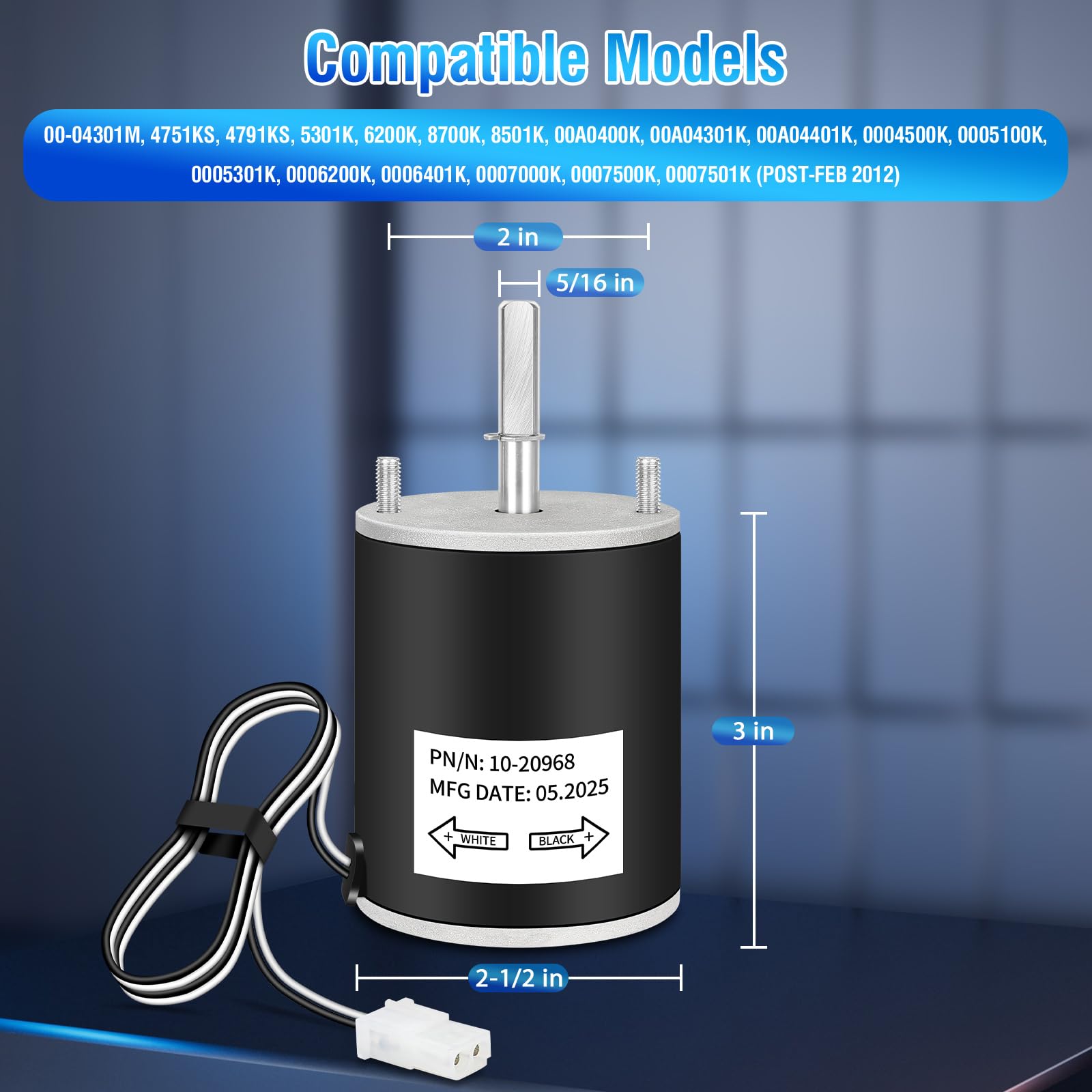 1020968 Motor de repuesto para ventilador de ventilación de RV, motor de ventilador de techo de 12 V con eje D, modelo 10-20968, silencioso, eficiencia energética, de larga duración, fácil de instalar