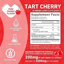 PUREFINITY Tart Cherry Gummies - Uric Acid Flush for Joint Relief & Recovery, Raw Juice Extract Antioxidant - Non-GMO, Gluten Free, Vegan, 60 Count (Pack of 2)