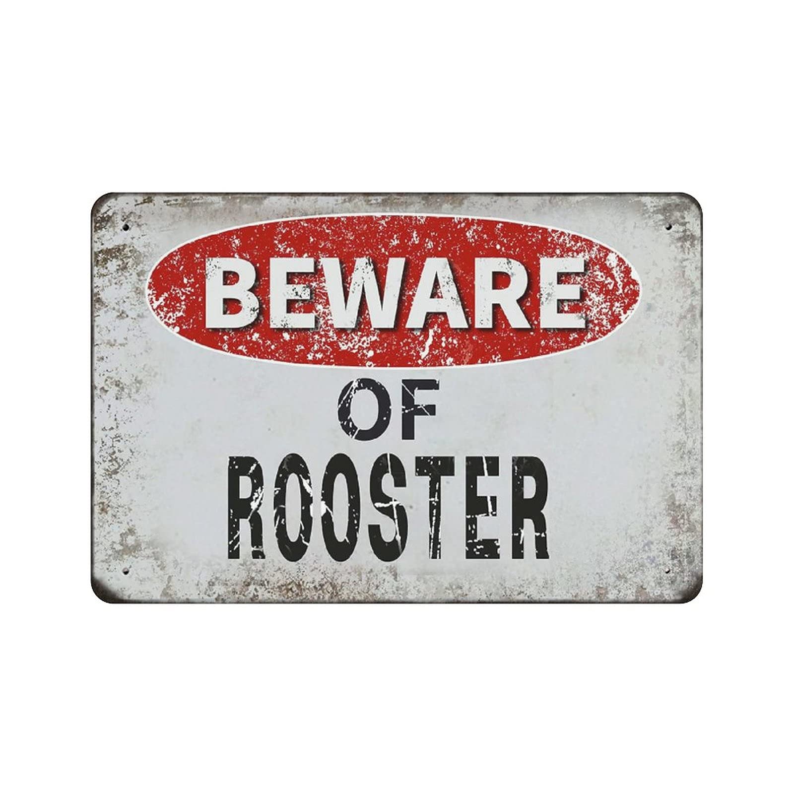 Metal Tin Sign Beware of Rooster Vintage Tin Poster Metal Sign Wall Decoration Country Kitchen Home Garage Decor 8"x12"