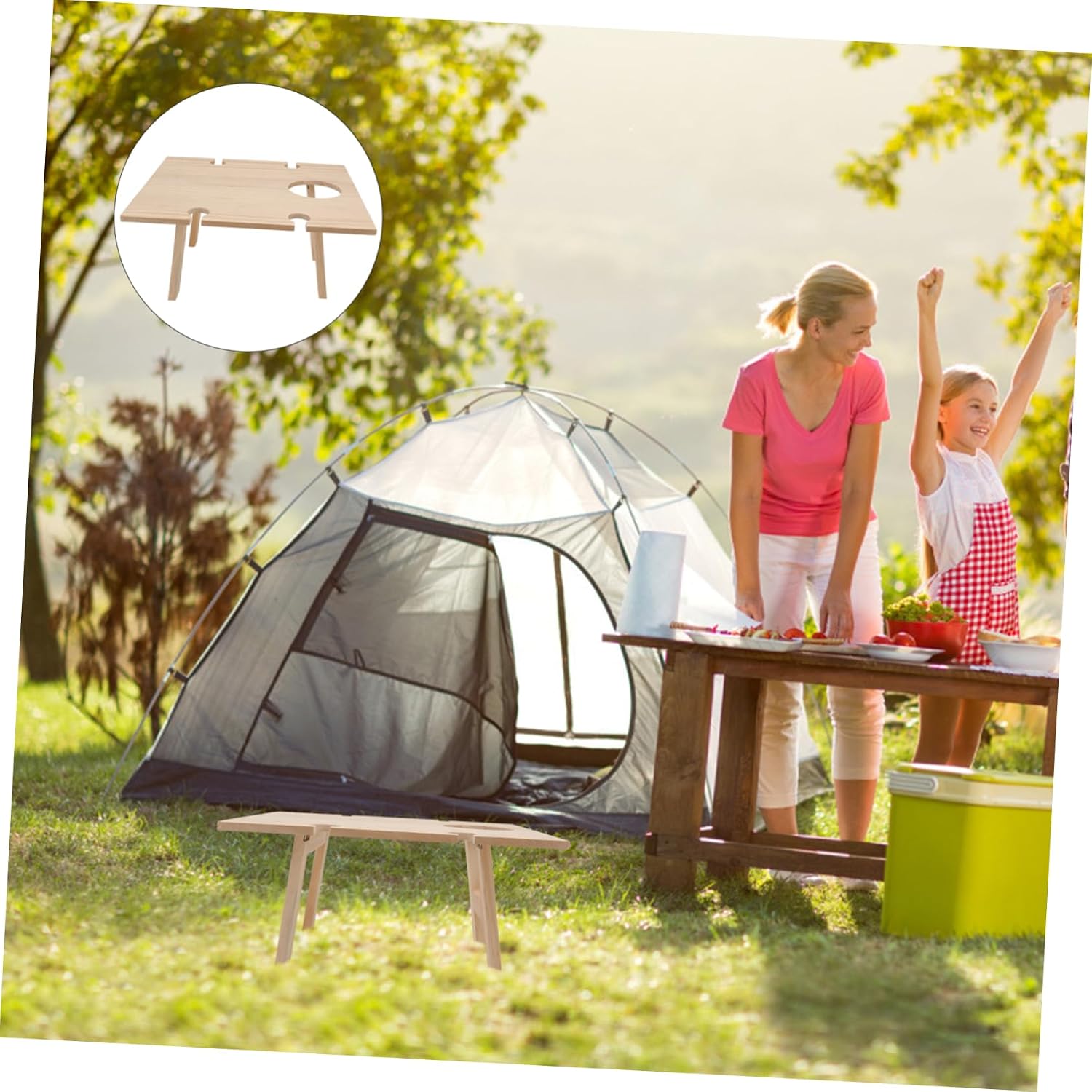Yardwe 1pc Portable Folding Wine Table for Outdoor Picnics Compact Snack Table for Wine Cheese and Fruit for Beach Park and Festivals