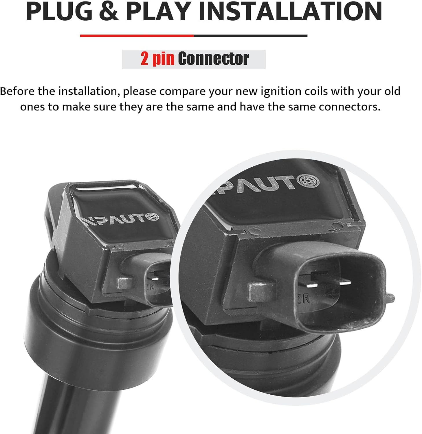 Ignition Coil Pack Replacement for Hyundai Accent Veloster Kia Rio Soul Base L4 1.6L 1.6 2012 2013 2014 2015 2016 2017 2018 2019, UF652 C1803, Set of 4, Naturally Aspirated