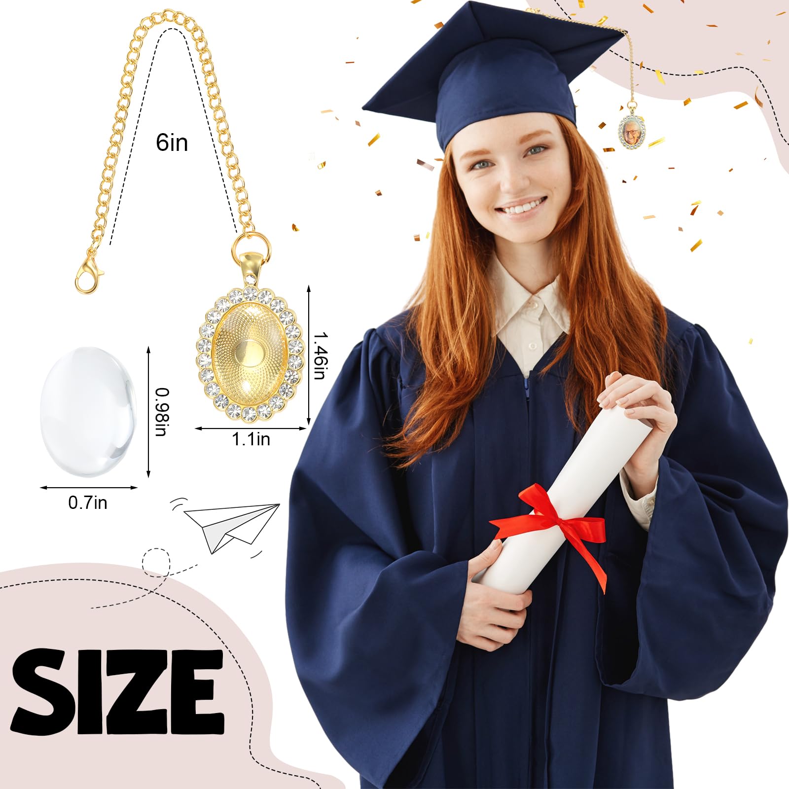 Colingmill 2025 Personalized Graduation Cap Decorations Memorial Tassel Charm Graduation Cap Topper with Photo Charms DIY Custom Gifts for Grad Gown Ceremony Picture Decoration