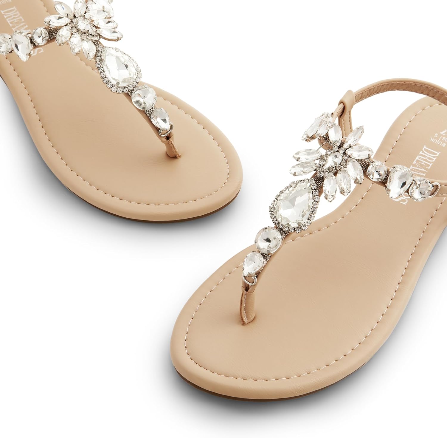 DREAM PAIRS Flat Sandals for Women Dressy Rhinestone T-Strap Thong Flat Sandals for Summers Dress Beach - Image 5