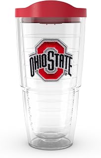 Tervis Plastic Made in USA Double Walled Ohio State Buckeyes Insulated Tumbler Cup Keeps Drinks Cold & Hot, 16oz, Emblem