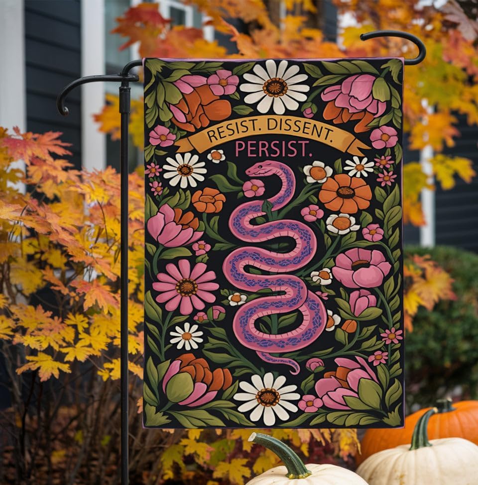 Resist Dissent Persist Garden Flag - Resistance Yard Flag - Anti Maga Fascism Sign - Activist Activism - Good Ideas Outdoor Decoration And Garden Terraces - Outdoor Yard Banner - Image 2