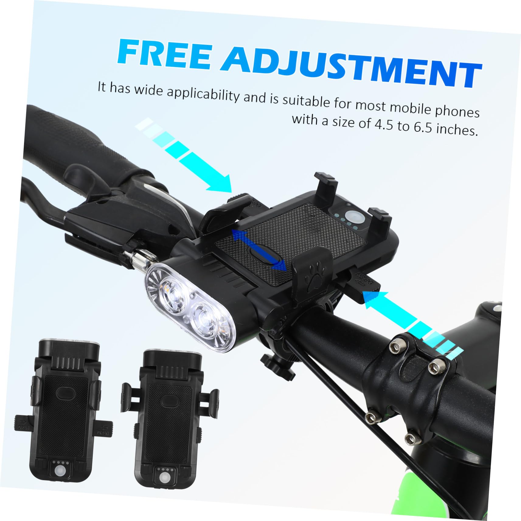 PartyKindom 4000mah Faro Bici Anteriore Luce LED Posteriore Supporto Telefono Clacson e Batteria Ricaricabile USB per Guida Notturna Sicura