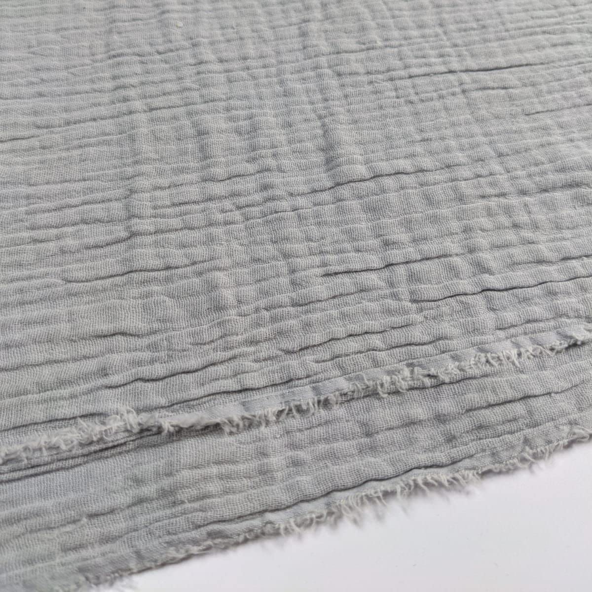 Double Gauze 100% Cotton Plain Fabric Dress Making Lightweight Muslin Baby Swaddle Blankets Scarves Summer Clothing | 53" - 135 cm Wide | per Metre (Pale Grey) โ image 1