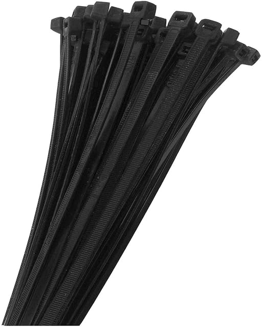 Opaski kablowe nylonowe UV‑stabilizowane 200 mm x 3,6 mm, 50 sztuk, wytrzymałość 18,35 kg