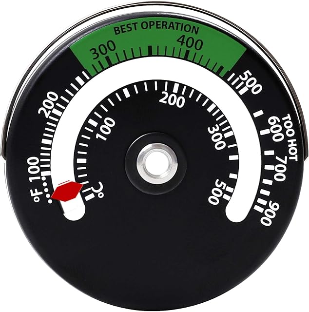 ELCOHO Magnetic Stove Thermometer Fire Stove Pipe Temperature Monitor Thermometer Gauge