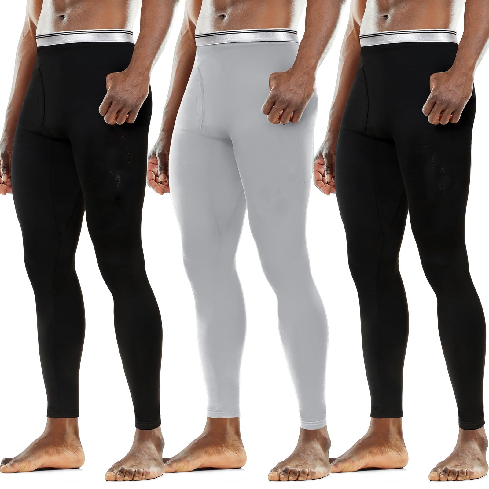 Cutecrop3 Pack Men's Thermal Underwear Pants Fleece Lined Thermal Pant Thermal Leggings for Men Base Layer Bottoms