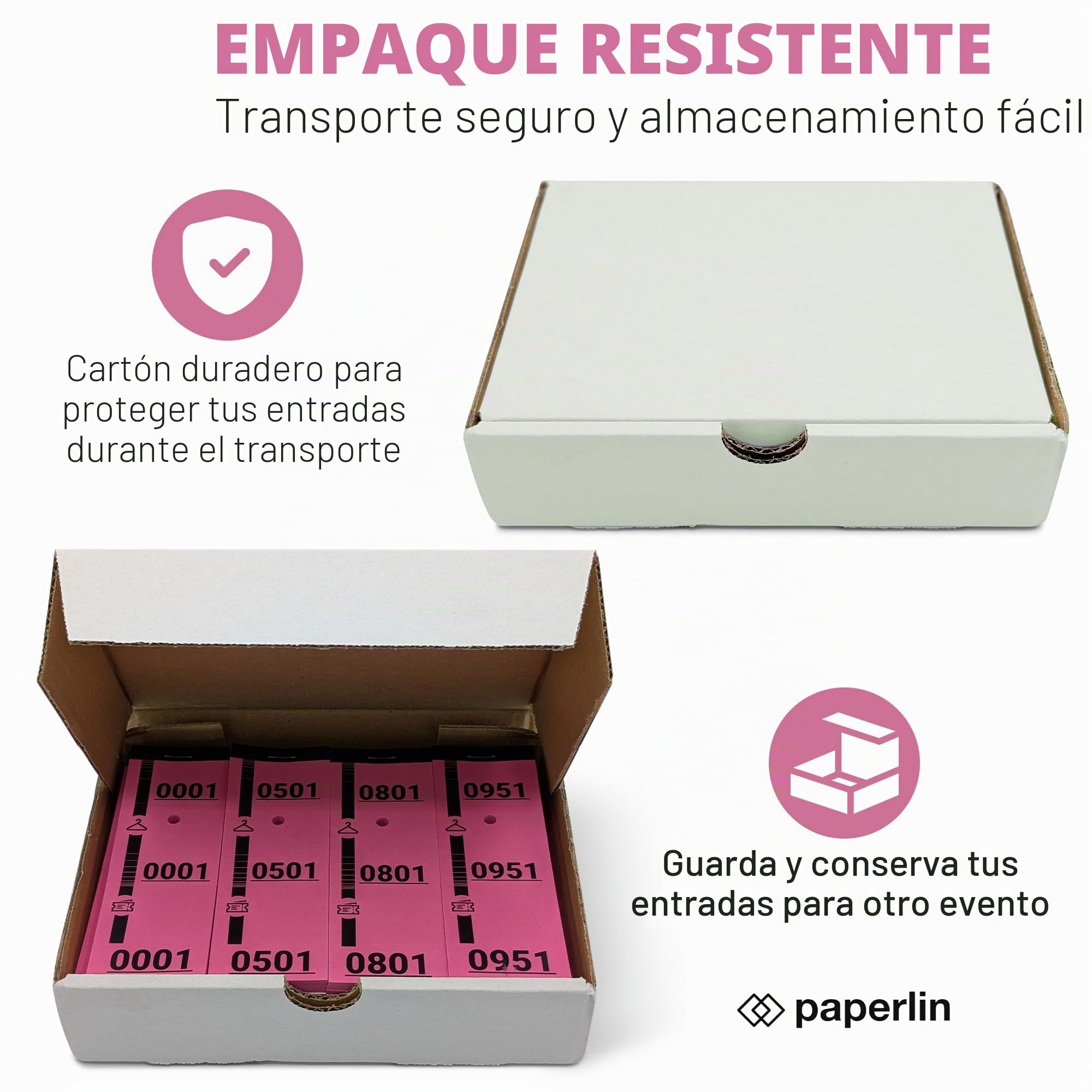 1000 fichas de guardarropa de cartón, numeradas y perforadas, ideales para gestión de guardarropa, eventos, rimbola y recepciones, 3 piezas precortadas, 5 x 14 cm, 20 juegos de 50 entradas (rosa)
