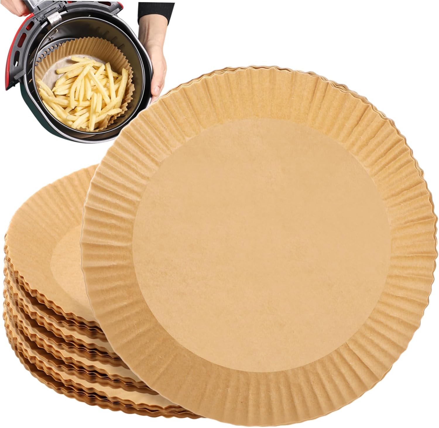 Cabilock 100Pcs Non Stick Baking Paper Liners for Air Fryer Parchment Oil and Safe for Baking Cooking and Frying for Home Use and Outdoor Activities Cabilock 100Pcs Non Stick Baking Paper Liners for Air Fryer Parchment Oil and Safe for Baking Cooking and Frying for Home Use and Outdoor Activities