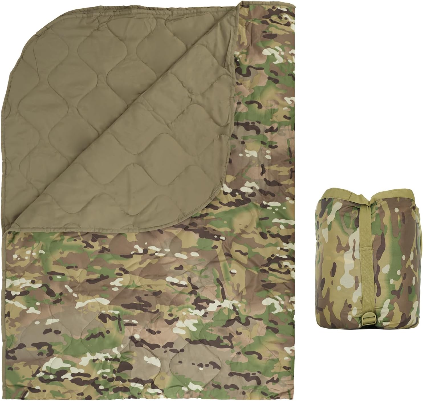 LOOGU Camo Blanket Waterproof Insulation Poncho Liner for Outdoor Camping, Hiking, Hunting, Survival, Backpacking, Picnicking