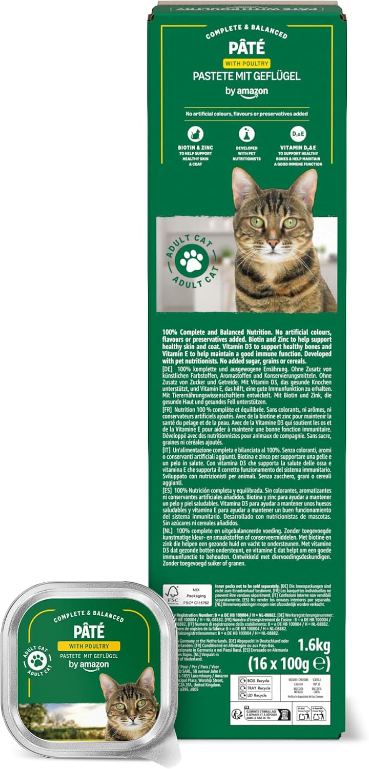 amazon brand lifelong cat food poultry pat  pack of 16 x 100 g