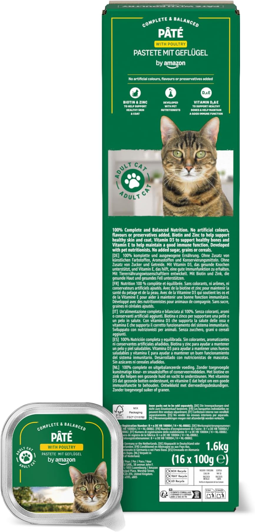 by Amazon Wet Cat Food, Paté with Poultry, 100g, Pack of 16