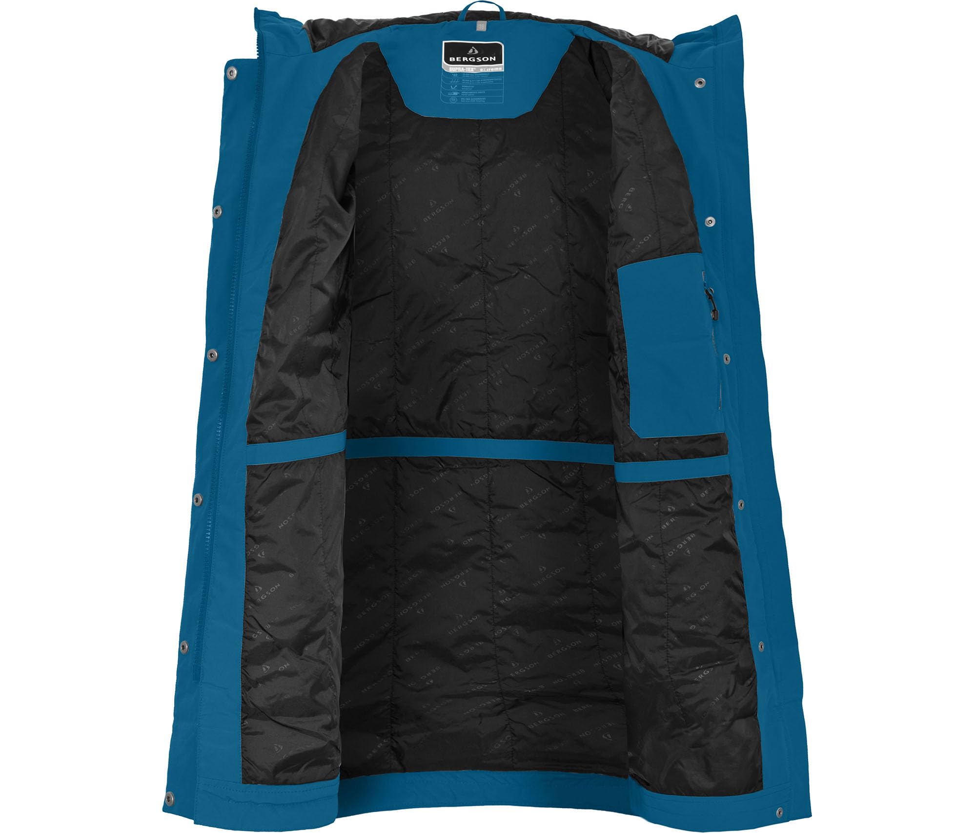 Bergson Verla Thermo | Damen Regenmantel - Leicht wattierter Damen Regenmantel, Normalgrößen, wasserdicht (20.000 mm) & Winddicht, atmungsaktiv (20.000 g/m²), Silver-Plus Ausstattung (geruchshemmend)