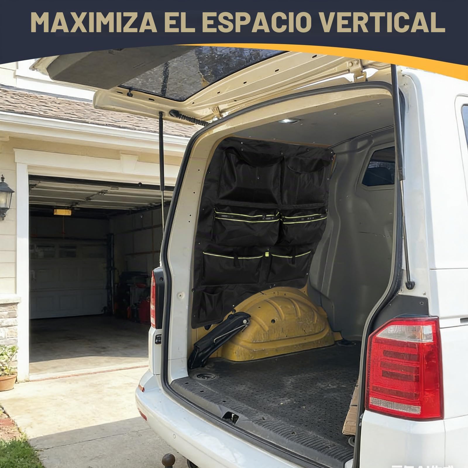 Bolsa de ventana para VW T5, T6, T6.1 Transporter, compartimento de almacenamiento en la ventana trasera para el lado del conductor, bolsa de almacenamiento de pared con varios compartimentos, gran