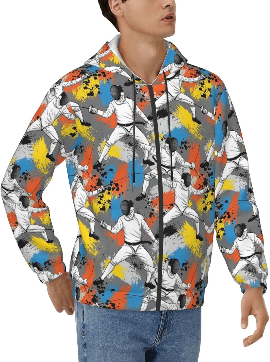 Supdreamc Men's Fleece-Lined Full-Zip Hooded Jacket with Pockets, Lightweight Fall Outerwear for Hiking & Camping