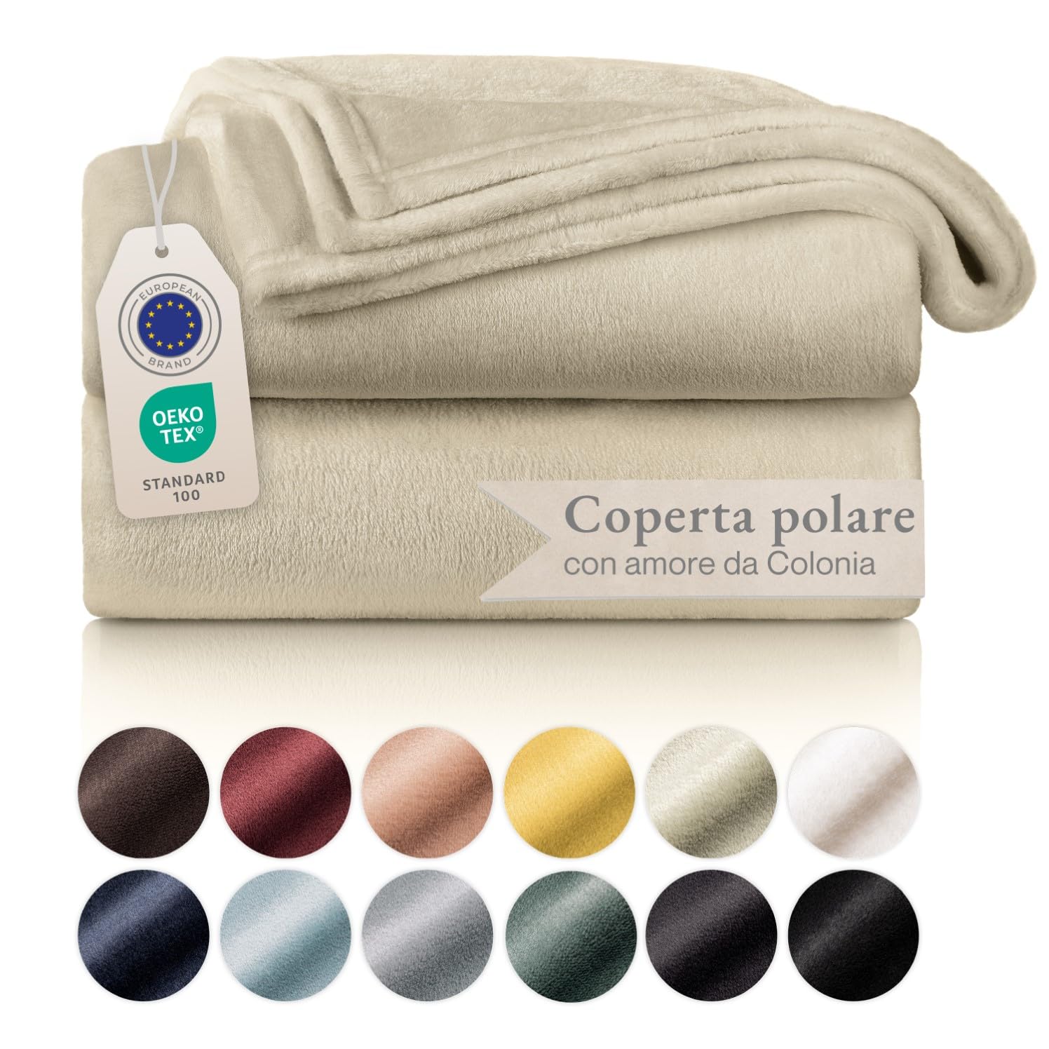Blumtal Coperta Pile 130x150cm - Coperta Plaid divano super morbida - Coperta Divano certificata OKEO-Tex - coperta per divano - coperta invernale - coperta morbida - plaid singolo pile - color sabbia
