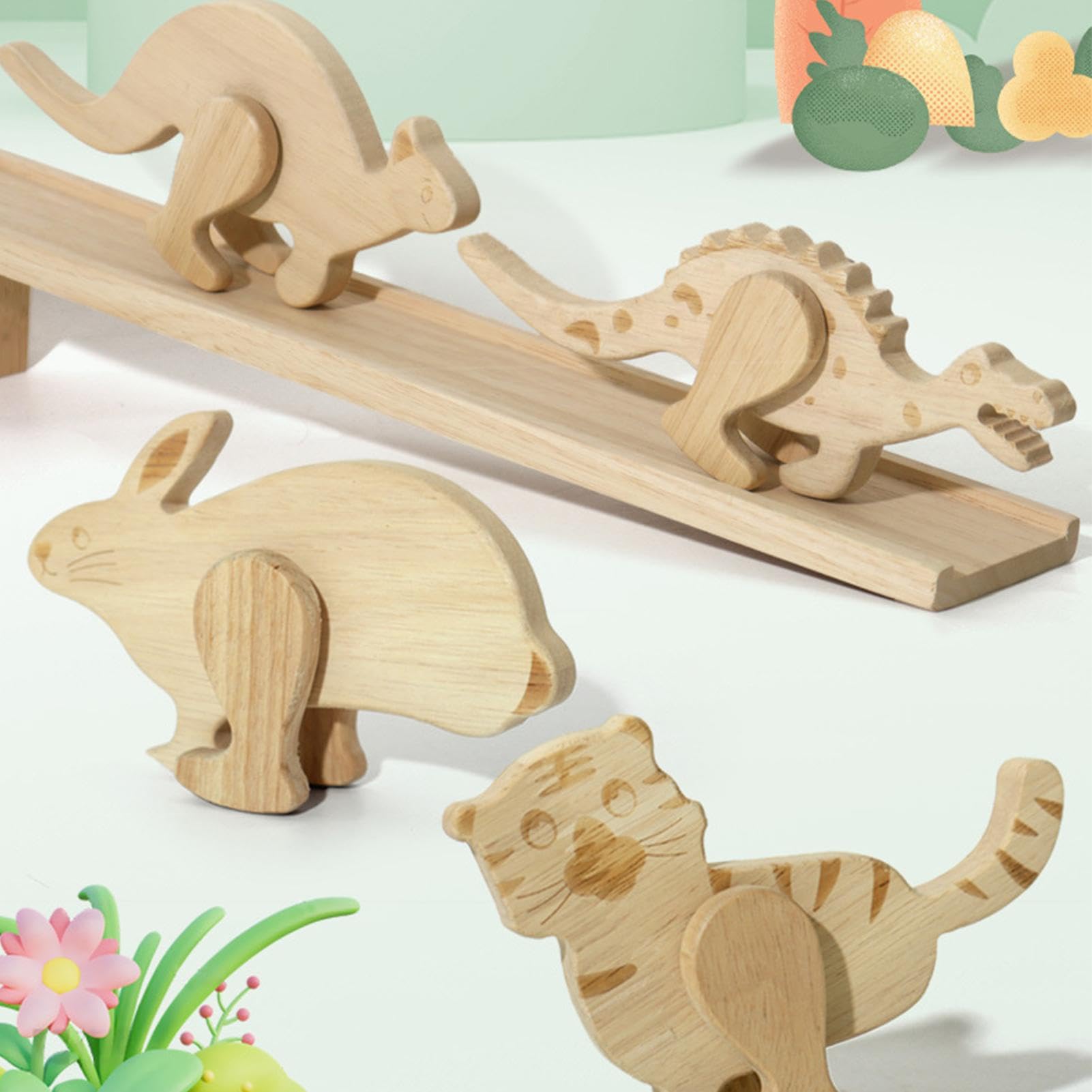 Animaux à inertie de Rampe, Jouets de Marche sur Rampe en Bois,Ensemble de 5 Jouets de Marche pour Animaux en Bois avec Rampe | Garçons et Filles bloquent Les Jouets pour cultiver la