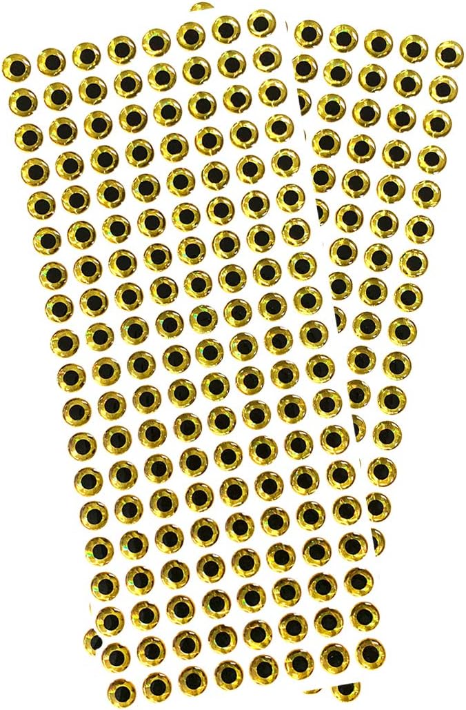 11mm 3D Fish Lure Eyes,300 Pcs Gold for Lure Customization, Adhesive Backing, Ideal for DIY Bait & Tackle Crafting