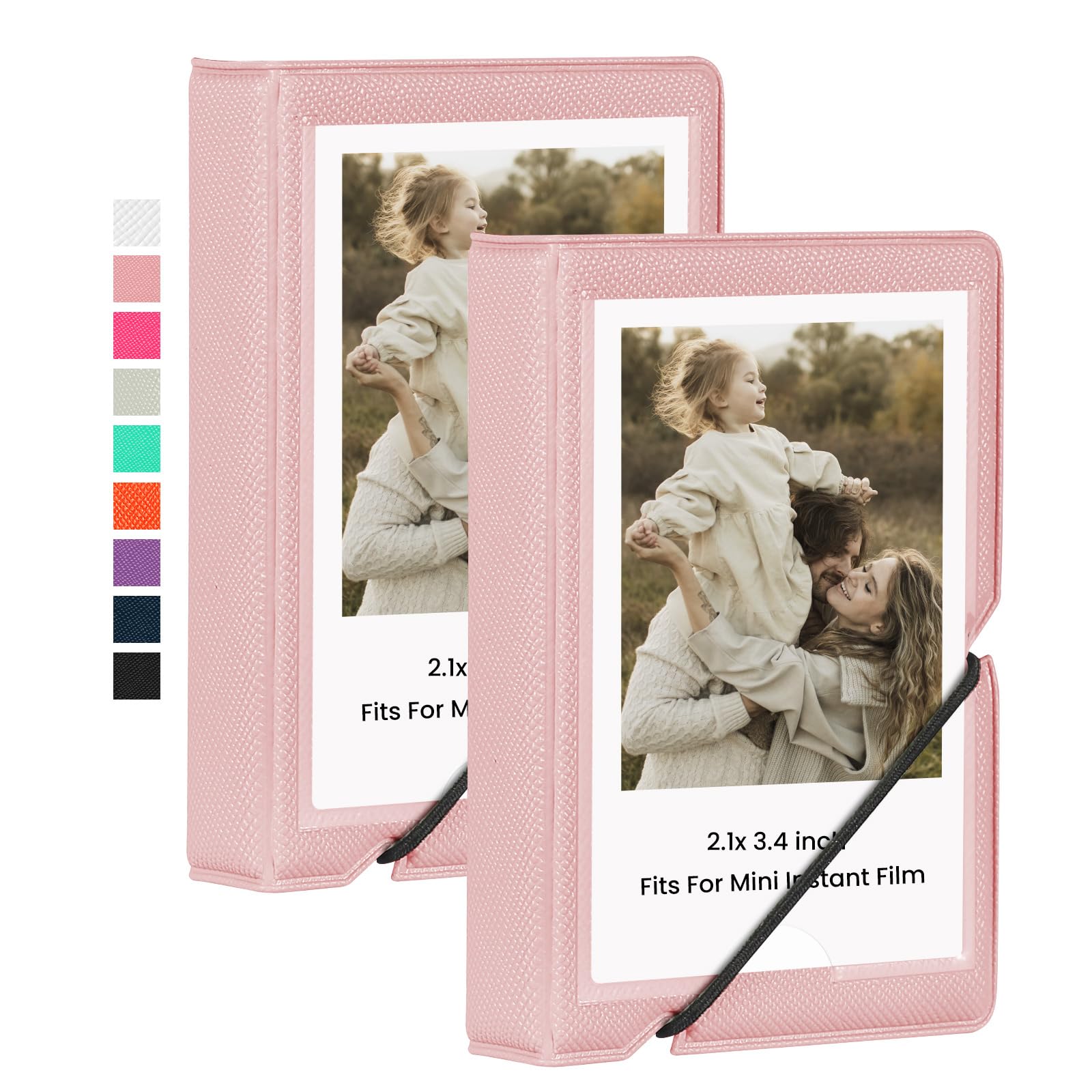 Lifting 2 Pack Mini Photo Album with 28 Pocket 2x3 Inch Pictures Fits for Fujifilm Instax Mini 7s 8 9 11 25 26 40 50s 90 Evo Z2300 Instant Camera, Polaroid Snap,Kpop Photocard Holder (Pink)-image-47