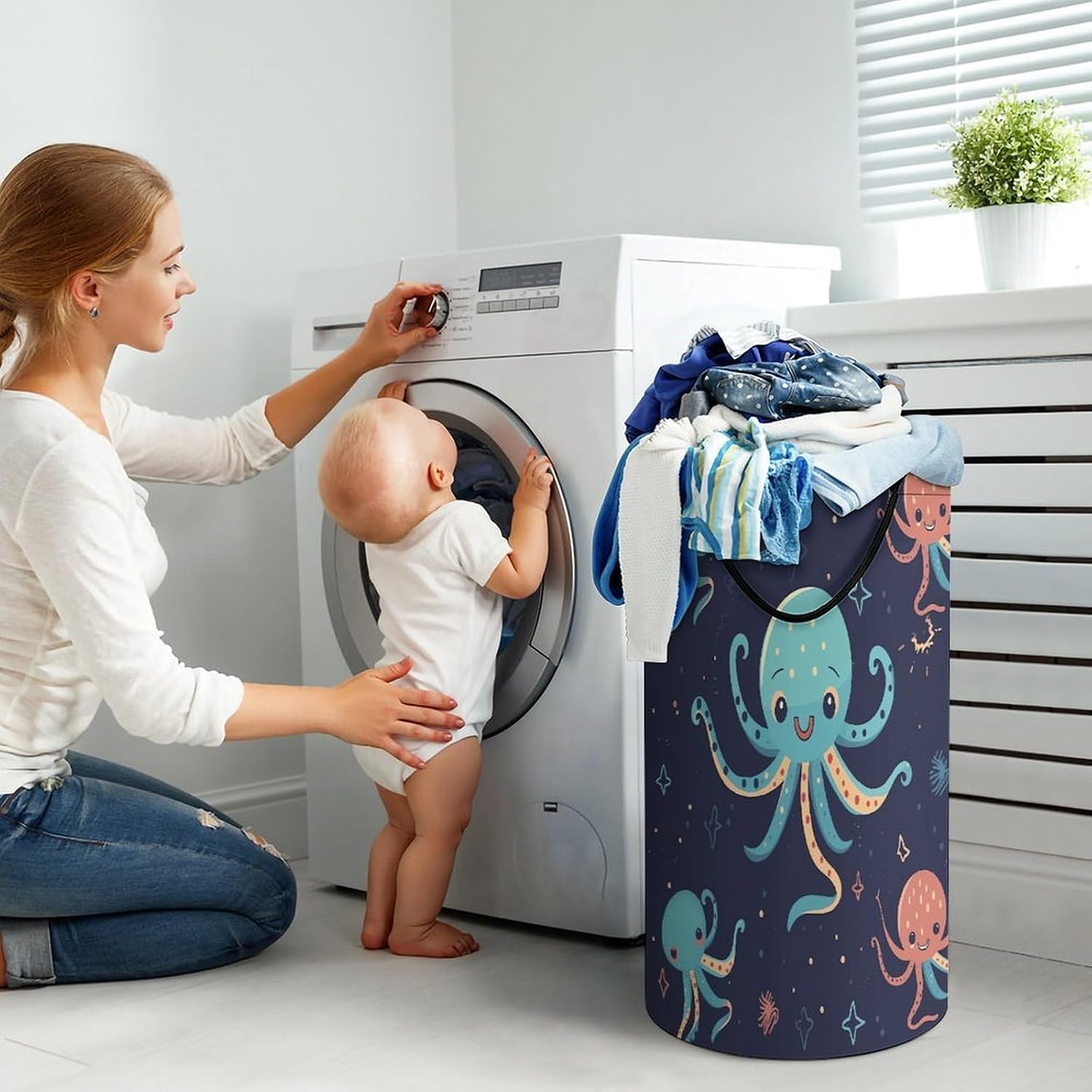 Dirty Clothes Basket Extra Large 110l Open Top Laundry Hamper With Portable Carry Handles, Foldable Waterproof Clothes Basket Spacious Laundry Bag For Bedroom Bathroom Laundry Room Dorm