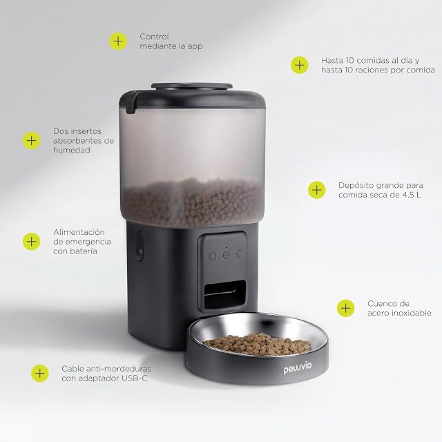 Foto 8 de 8 de Peluvio Crispy Wi-Fi Comedero Automático para Perros con App, Dispensador de Pienso 4,5 L