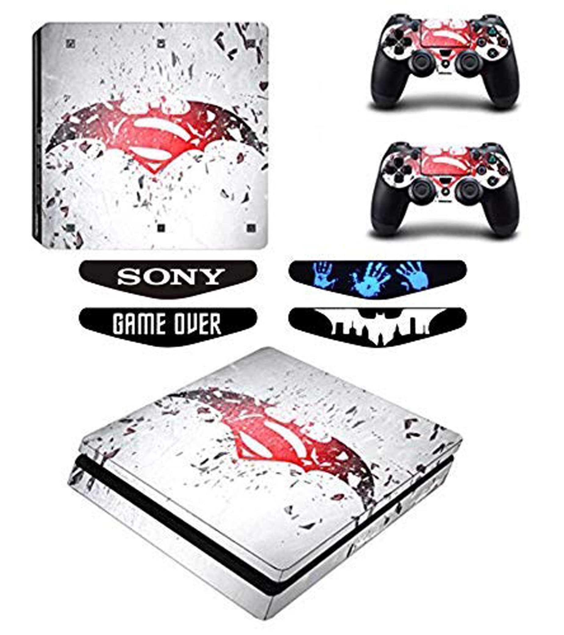 Elton Batman v/s Superman 3M Skin Sticker Cover for PS4 Slim Console and Controllers Full Set Console D..ecal Stickers for Front & Back 4 Led bar Decal +2 Controller [video game] (B08XNTWZHR) Amazon Price History, Amazon Price Tracker