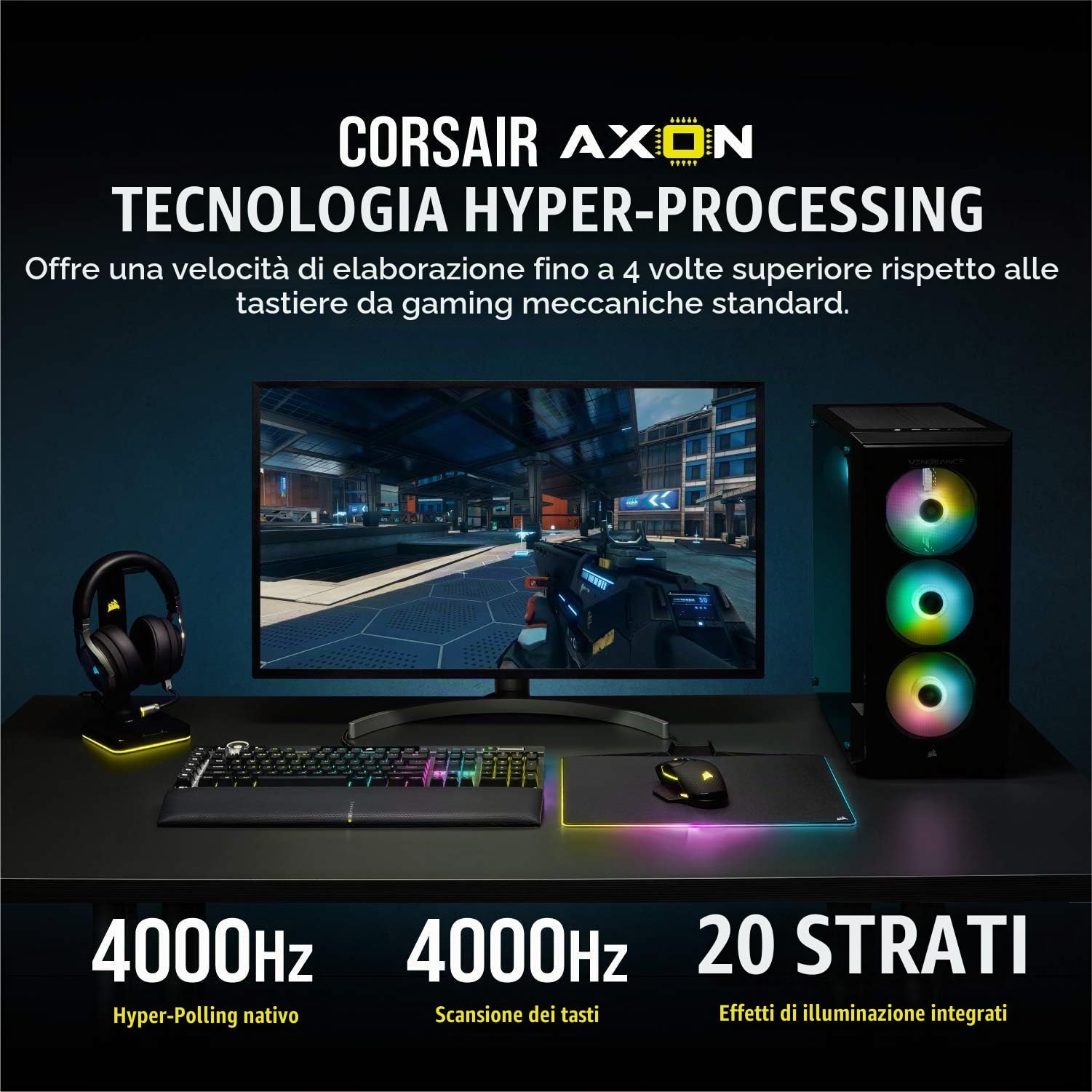 CORSAIR K100 RGB TECLADO USB QWERTZ (HOLANDÃ‰S) NEGRO