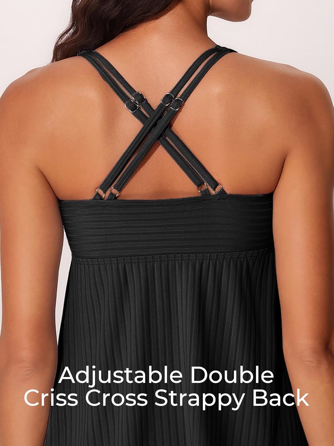 MiYang Tankini Swimsuits for Women 2026 Tummy Control Modest Flowy Two Piece Bathing Suits Top with Pockets Shorts - Image 7