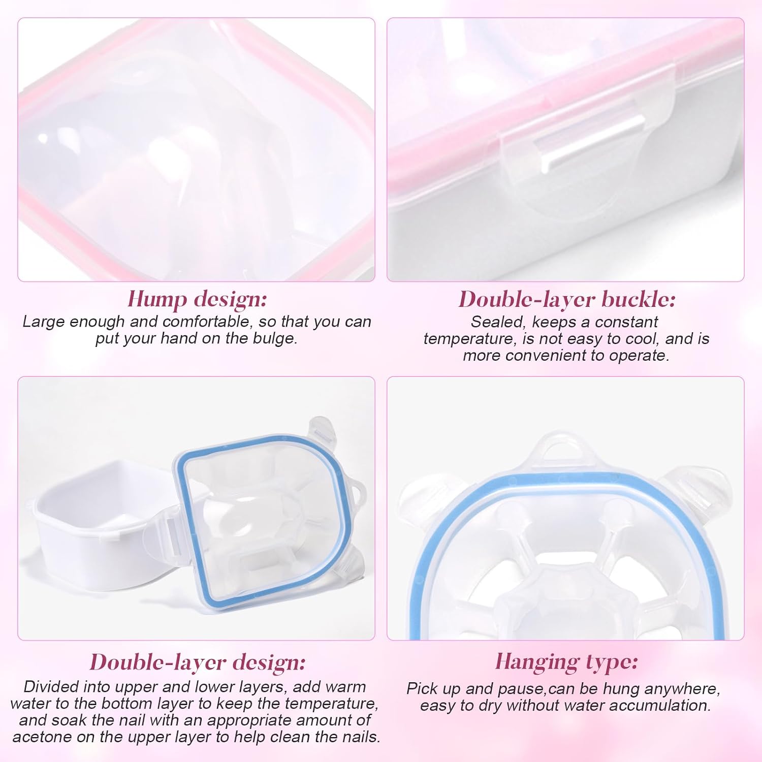 Nail Soaking Bowl Nail Soak Off Bowl Manicure Bowls | Acrylic Nail Remover Tool with Stainless Steel Triangle Cuticle Peeler Cuticle Pusher Nail Buffer for Acrylic Nails
